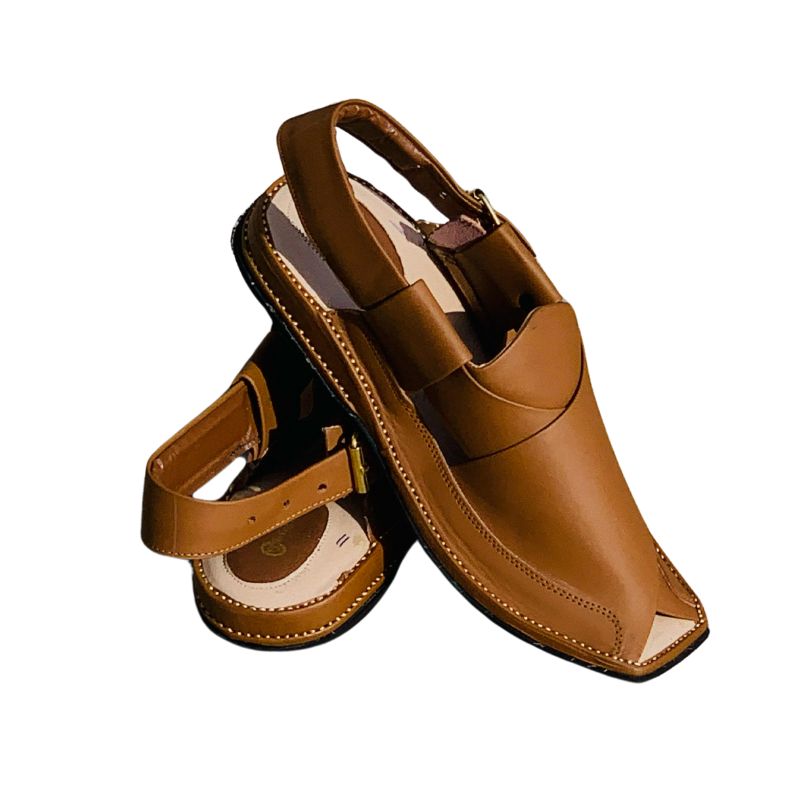 Zalmi Chappal Camel – Handmade Pure Leather Peshawari Sandals for Men - Image 4