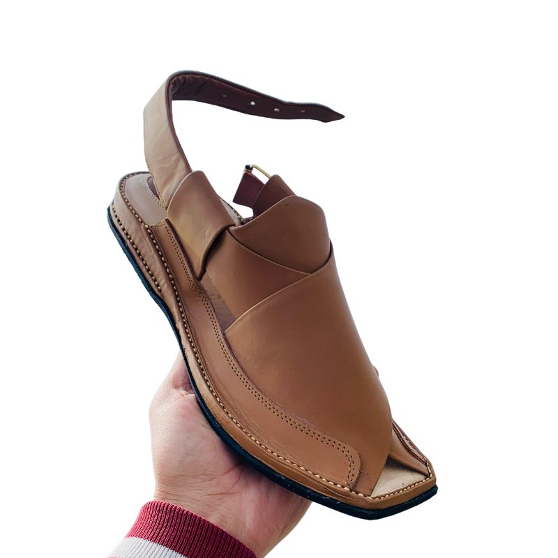 Zalmi Chappal Camel – Handmade Pure Leather Peshawari Sandals for Men - Image 6