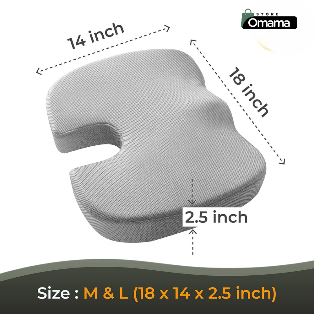 Omama Comfort Memory Foam Seat Cushion – Large Black | Tailbone, Coccyx & Back Pain Relief for Office, Car & Home - Image 5